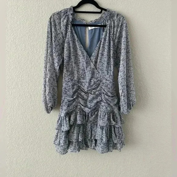 Astr Dresses & Skirts - ASTR the Label Blue Floral Midi Ruffle Dress Size Medium